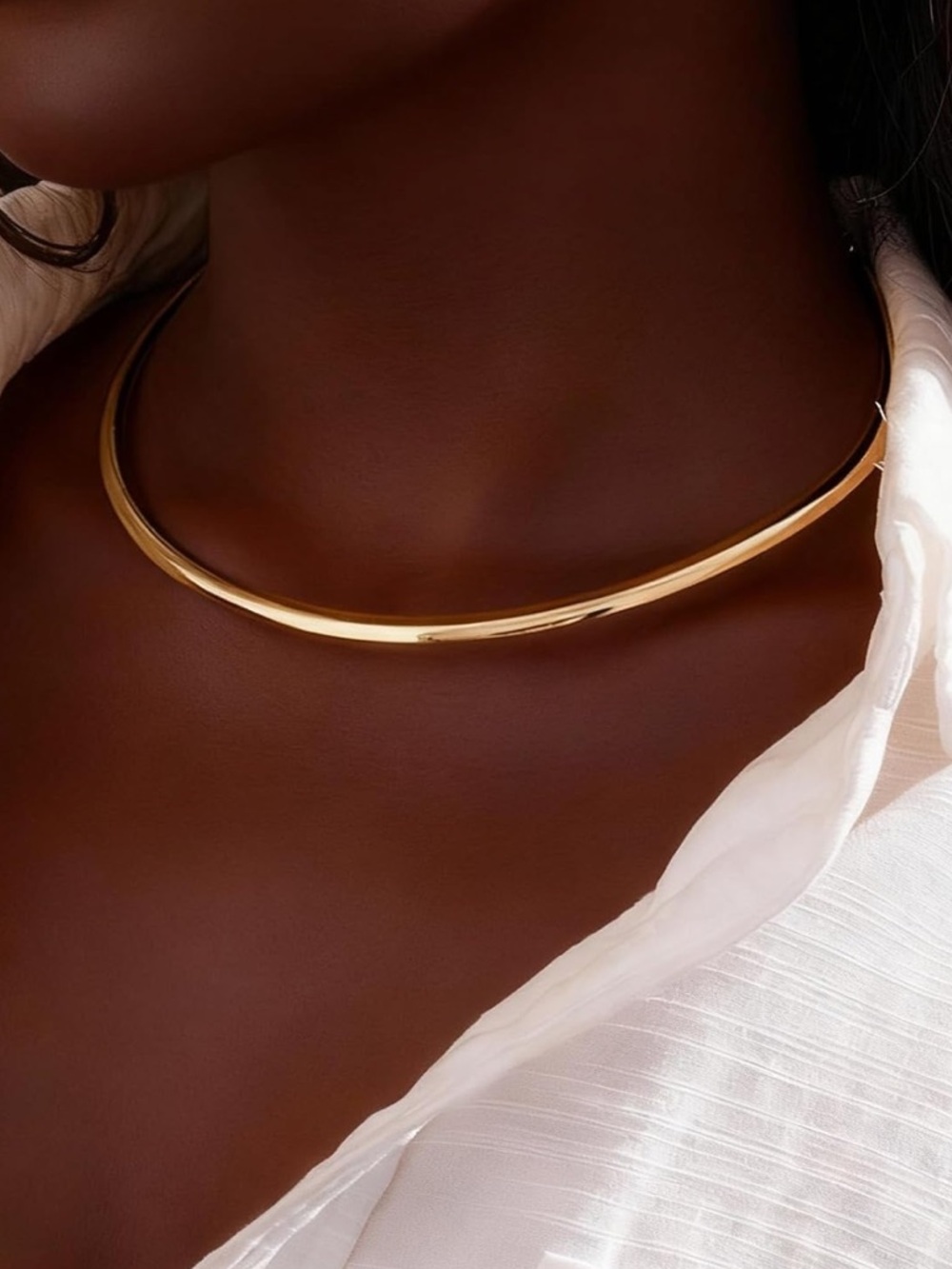 Gold Minimalist Smooth Choker Necklace